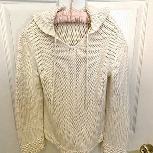 GAP Womens Hoodie Sweater Knit & Pearl Stitch Cream Size M